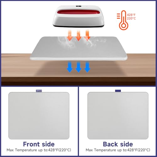 Image of Heat Press Mat 13.5 inchx17.5 inch, Double Layer Heat Resistant Pad Up to 428F, Non Stick Oversized Iron Mat for Bulk Sublimation, Full Size Hoodies & Commercial Heat Transfer Projects (Silvery)