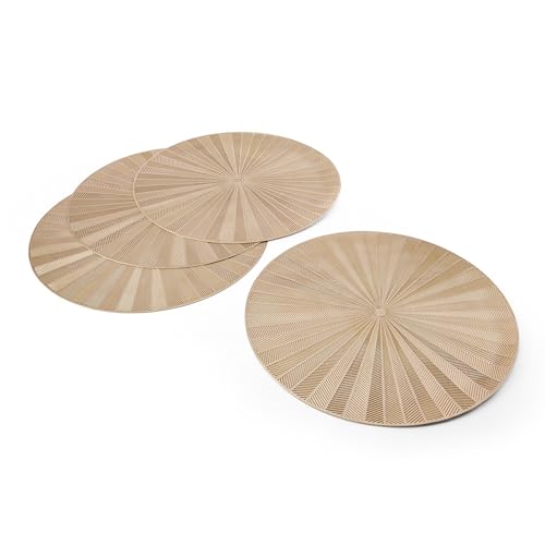 Mikasa 4pc PU Round Placemats, Gold, 38cm, Tagged - Image 3