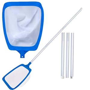 TUXUNQING Poolnetz mit Teleskopstiel, abnehmbarem Stiel, feinmaschigem Netz, 14,5 cm tiefes Netz, Handkescher für Pool, Teich, Schwimmbad – Robustes Schöpfnetz zur effizienten Reinigung (137cm)