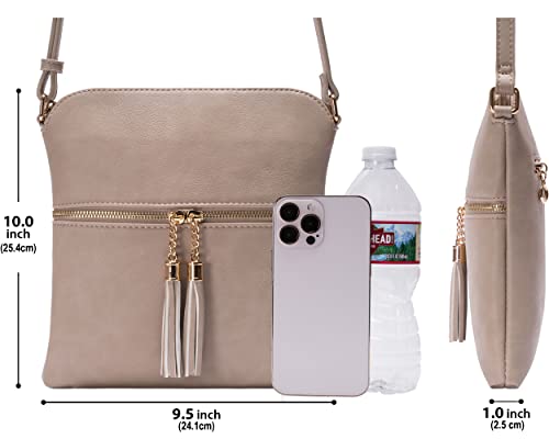 Image of Solene Womens Lightweight Medium Crossbody Purse with Tassel, Perfect Size Crossbody Bags for Daily Use, travel