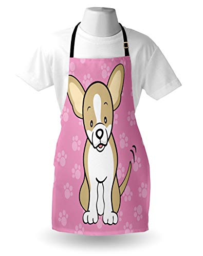 ABAKUHAUS Chihuahua Kochschürze, Cartoon-Hund, Fett Schmutz abweichent Waschbar Farbe verblassen Nicht, Kamel-Baby-Rosa