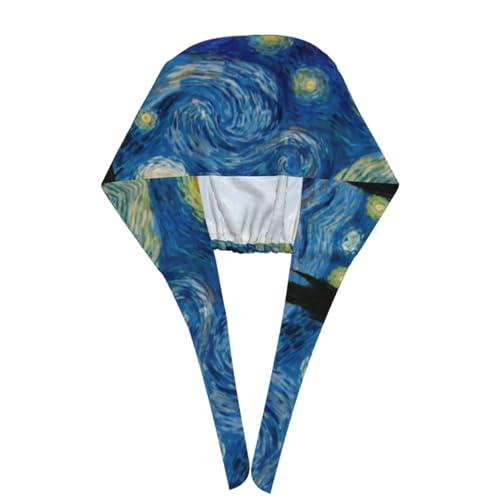 Image of Cute Pug Dog Print Working Cap Scrub Cap with Sweatband,Adjustable Fashion Bandage Tie Back Hat Headwear for Women Men