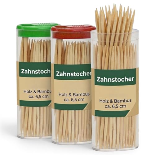 MIJOMA Lot de 3 paquets de 80 cure-dents en bois non traité, de qualité supérieure...