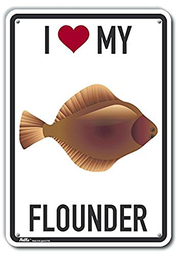 Panneau en aluminium 17,8 x 25,4 cm I Heart My Flounder PKAS-0360-NA