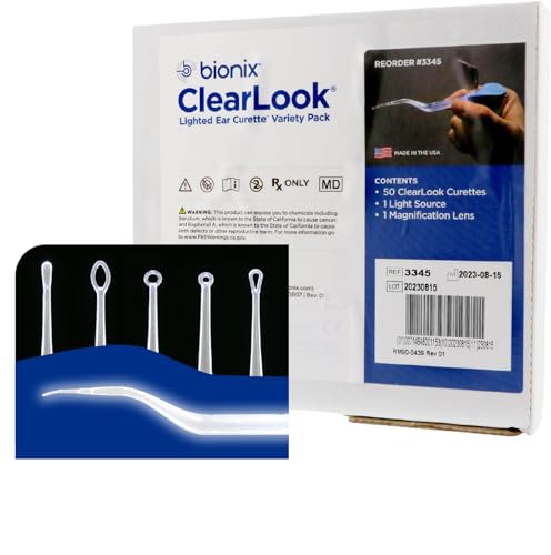Bionix - ClearLook Lighted Ear Curette Variety Pack, Convenient & Easy-to-Use, Single-Use (50 Count)