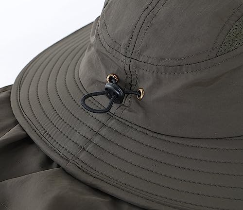 Image of Home Prefer UPF 50+ Mens Wide Brim Fishing Hat with Neck Flap Sun Hat for Men Women Sun Protection Cap