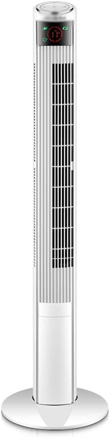 Standing Fan Tower Oscillating Fan 3 Speed Settings Pedestal Remote Control LED Display with Space-Saving Design (Color : White) (White)
