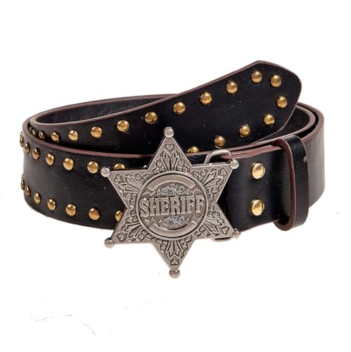 Western Star Buckle Genuine Leather Belts Country Belt for Cowgirls & Jeans