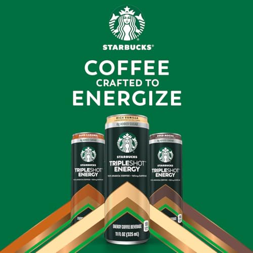 Image of Starbucks Tripleshot Coffee Energy Drink,Vanilla,Triple Blend,165mg Caffeine,B Vitamins,Protein,Iced Coffee,11 fl oz Cans,(Pack of 24)