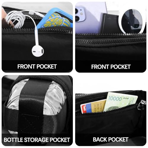 Mecmbj Laufgürtel mit Trinkflasche, Adjustable Flaschenhalter Gürtel, Wasserdicht, Bauchtasche Herren Damen für Laufen, Reiten, Spaziergänge, Fitness, Nylon, Schwarz