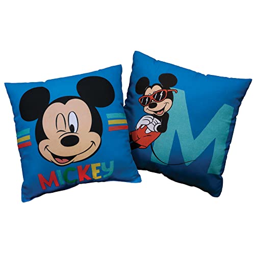 Disney Home Mickey Classic Coussin | 100% Polyester | OEKO-TEX | 40x40 cm | Imprimé Garçon | Bleu
