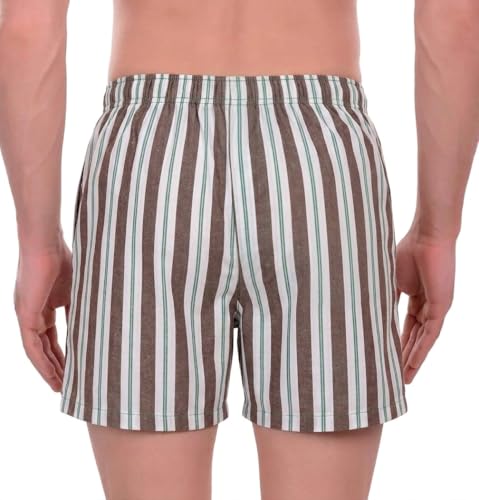 Image of Men's 100% Pure Cotton Striped Boxer Shorts | Traditional Lattha Janghiya Style Underwear with Soft Elastic Rubber Strip | Relaxed Fit Nekar (Free Size, Multi-Color)