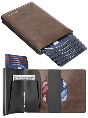 GRATIA Slim Wallet for Men - RFID Blocking, Minimalist Credit Card Holder, Stylish Men Wallet for Security & Convenience, Front & Back Pocket Cardholder, Holds 8 Cards (Brown)2
