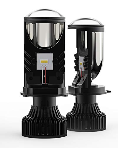 Car Rover H4 Led Ampoule avec Mini Projecteur Lens pour 12V Voiture, 6000K Blanc