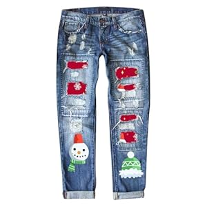 Eauptffy Damen High Waist Jeanshose Used-Look