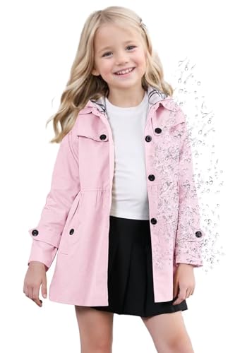 SANGTREE Girl's Waterproof Trench Coat Hooded Lightweight Rain Jackets