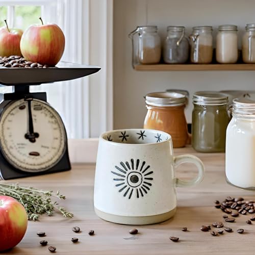 Taza cerámica con diseño de luna y sol, 13.5 oz miniatura 6