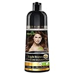 Herbishh Hair Colour Shampoo for Grey Hair, Light Brown, 500 ml, Ammonia-Free 3-in-1 Hair Dye Shampoo, Colours Hair in Minutes, Long-Lasting Colour