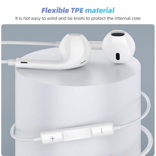Image of Wired Earphones with Mic for iPhone 14 /13 /12 /11 /X /XS /XR /8 /7 | Stereo Sound Earbuds with Volume Control | Lightng Connector | Compatible with iOS Devices