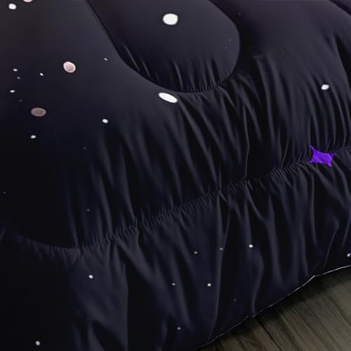 Image of AILONEN Girls Purple Butterfly Comforter Full Size with 2 Pillowcases,Galaxy Theme Bedding Set 3Pcs for All Season,Moon and Stars Quilt Set for Home Decor