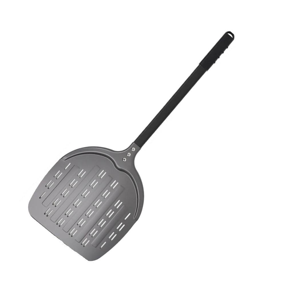 WANGSHAOWEI Pizza ​Paddle 12 13 14Inch Pizza Shovel Long Handle Turning Aluminum Turner Nonstick Baking Tool Perforated Paddle Kitchen Accessory(Grey 12inch 84cm)
