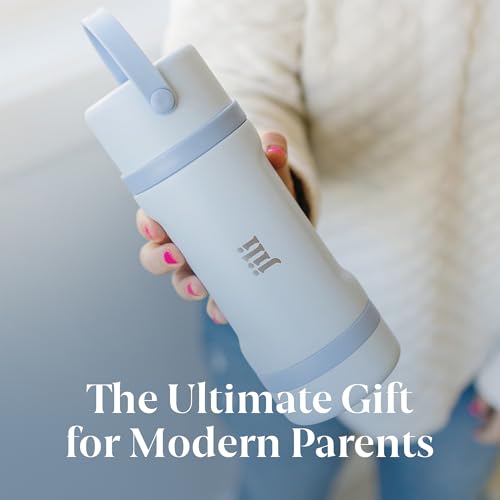 Image of Jili All-in-One Baby Bottle, Insulated Stainless Steel Bottle with Formula Container, Anti-Colic Nipple, and Leak-Proof Lid, Baby Essentials for Travel, BPA, Parabens, and Phthalate-Free, Ice, 8 oz.