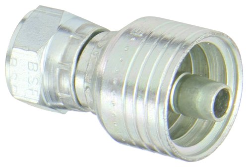 Image of Aeroquip 1B6BF6 Carbon Steel Global TTC12 (Thru the Cover) Crimp Hose Fitting JIS Female Swivel Fitting , Straight, 3 /8 inch Hose ID, 3 /8 inch Pipe Size