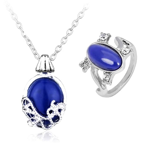 HJYZY The Vampire Daywalking Katherine Lot de 12 colliers avec pendentif en cristal saphir Elena Saphir et bague pour les fans avec autocollants
