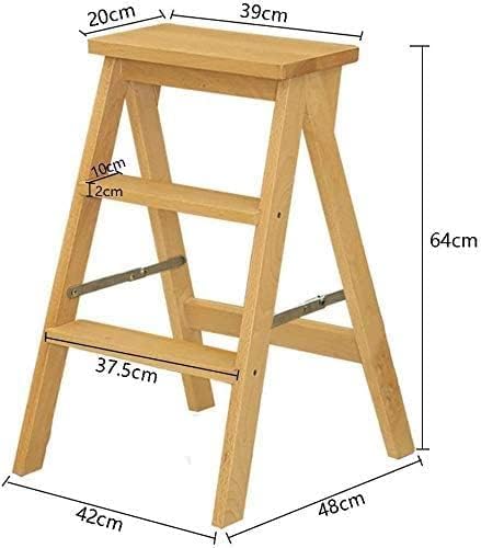 OKUOKA Outdoor Home Dual-Purpose Step Stool,3-Step Foldable Dual-Use Creative Stairs Ladder Chair Multifunctional Indoor Moveable Step Ladders,42X48X64Cm,White