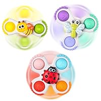 lerrbo 3PCS Pop Suction Cup Spinner Toys for 1 Year Old Boy Girl,Sensory Baby Bath Toy for Toddlers 1-3,Novelty Spinning Tops Toddler Toys Age 1-2,12 18 Months Boy Birthday Gift for Infant