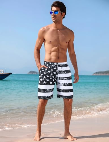 Image of BOJIN Mens Swim Trunks 9 inch Quick Dry Stretch Swim Shorts Mesh Lining Bathing Suits Swimwear Beach Shorts with Pockets