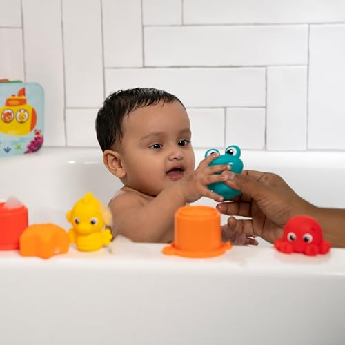 Image of Baby Einstein Ocean Explorers Opus Bath Pals 11-Piece Gift Set, Waterproof Bath Book, Bath Cups, Animal Shape Bath Toys for Baby and Toddler, Ages 3 Months and Up