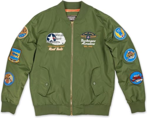 Big Boy Tuskegee Airmen S5 Mens Bomber Jacket [Green] - ID#68319-77-207-0-0