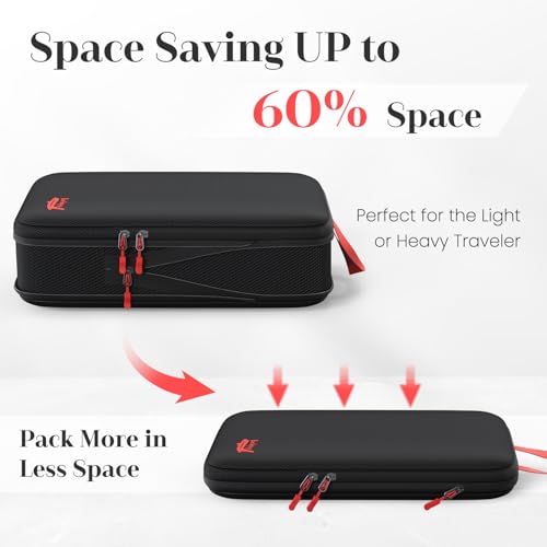 6 Set Compression Packing Cubes for Travel, 3 Sizes (5+1) for Carry-On Travel, Waterproof Compression Packing Cubes Set with Laundry Bag & Luggage Organizer (Black) - Image 4