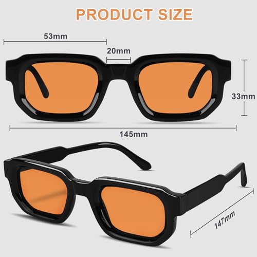 Retro Square Sunglasses for Women Mens Vintage Rectangle Thick Frame Womens Trendy Chunky Shades GM96053