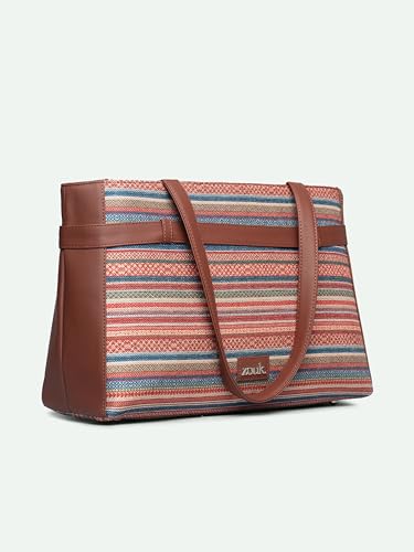 Image of ZOUK Women's Jute Handcrafted Vegan Leather Statement Office Shoulder Bag