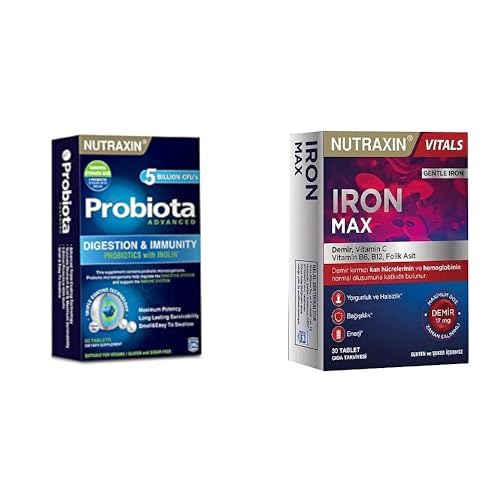 Nutraxin Probiota 60 Tablet Takviye Edici Gıda ve Nutraxin Iron Max 17 Mg 30 Tablet - Demir, C Vitamini, B6 Vitamini, Folik Asit, B12