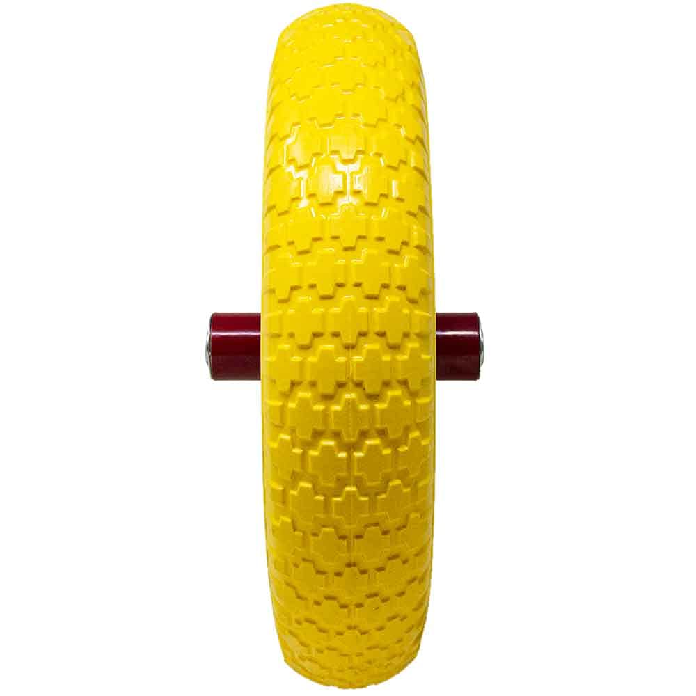 Bakaji Ruota Piena in Poliuretano Giallo Antiforatura per Carriola Battistrada Scolpito Diametro 35cm Larghezza 9cm 3.50-8 Cerchio in Acciaio con Asse da 210 mm Incluso Ruote Ricambio Carriole
