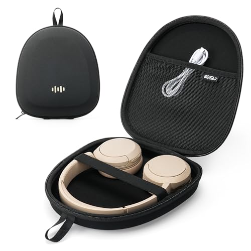 Headphone Case Hard Shell Super-Slim for Sony/JBL/Bose/Soundcore Anker/BERIBES KVIDIO TOZO JLab Over-Ear Headphones Universal Portable Travel Organizer Bag (Black)