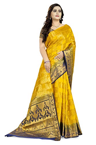 Image of Women's Banarasi Silk With Jacquard Print Saree With Blouse
