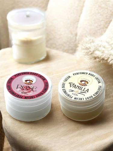 Image of Rose & Vanilla Perfumed Body Cream Combo | Luxury Pocket Perfume Cream for Men & Women | Long Lasting Floral & Sweet Fragrance | Non-Sticky, Travel Friendly, Alcohol-Free Perfumed Gift Pack (5GM x 2)