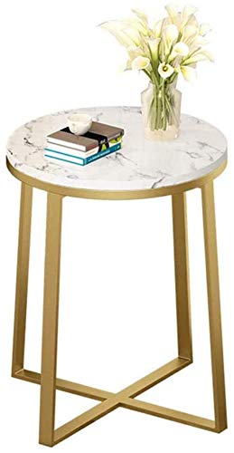 Table basse ronde marbre blanc salon table appoint canapé doré