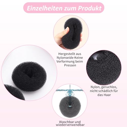 Duttkissen Donut Hair Bun Set, 4 Stück - Frisurenhilfe,20 U-Form Haarspange Haarnadel, Donut Haark Zubehör, Dutt Hilfe für Frisur Tänzer Kinder Mädchen Frauen