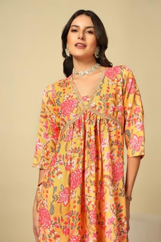 Image of Leriya Fashion Black Kurta Set for Woman | Kurti Set for Woman | Anarkali Suit for Women Kurtis | Short Kurti for Women | Ethnic Jaipuri Straight Kurta Set with Palazzo Pants | Salwar Suit for Party Outfits