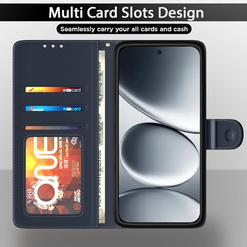 Image of Outlouders Flip Cover for Redmi Note 15 Pro 5G | Leather Finish | Wallet Stand and Shock Proof | Complete Protection Flip Case (Blue)