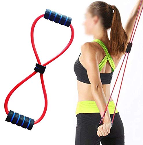 Ella Health & Beauty Yoga Chest Expander Latex Figure 8 Shape Yoga Fitness Workout Toning Resistance Tube Exercise Band for Unisex Made in India Random Color