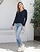 Long Sleeve Shirts for Women Crew Neck Basic Tee Fashion Womens Tops Navy Blue