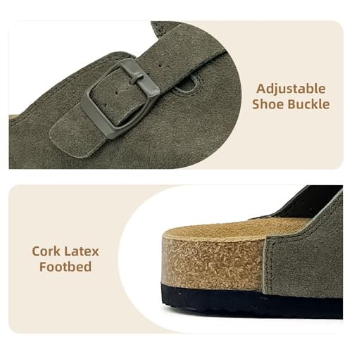 Image of Kids Suede Clogs Boys Girls Sandals Cork Footbed Toddler Slip-on Slippers Indoor Outdoor Cute Sandals Classic Adjustable Buckle