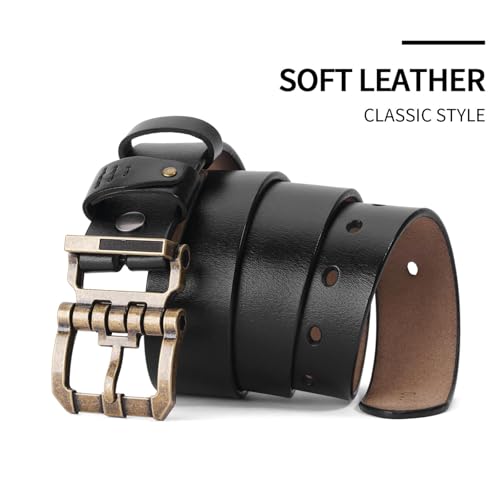 Men's Vintage Style Denim Leather Belt - Trendy Retro Design, Versatile For Any Outfit2