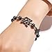 HIYUSEN Gunmetal Black Monogram Beaded Chain Bracelet - Adjustable Stainless Steel Fashion Jewelry for Women & Men